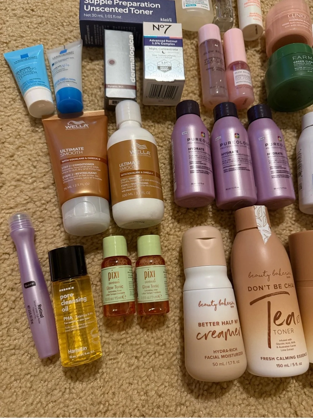 Bundle of travel size hair/skin products